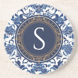 Blue - White Oriental Monogram Initial Underlägg