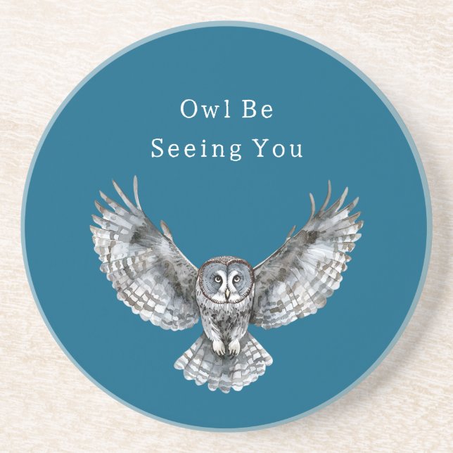 Blue White Owl   Underlägg (Framsidan)
