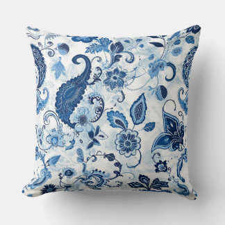 Blue & White Paisley Dekorativ kudde