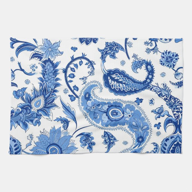 Blue & White Paisley Kitchen Towel Kökshandduk (Horisontell)