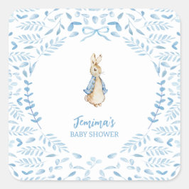 Blue White Peter, Rabbit Beatrix Baby Shower Fyrkantigt Klistermärke