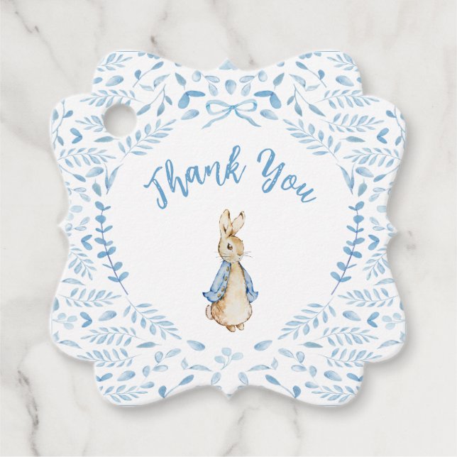 Blue White Peter, Rabbit Beatrix Baby Shower Gåvor Etiketter (Framsida)