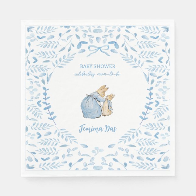 Blue White Peter, Rabbit Beatrix Baby Shower Pappersservett (Framsidan)