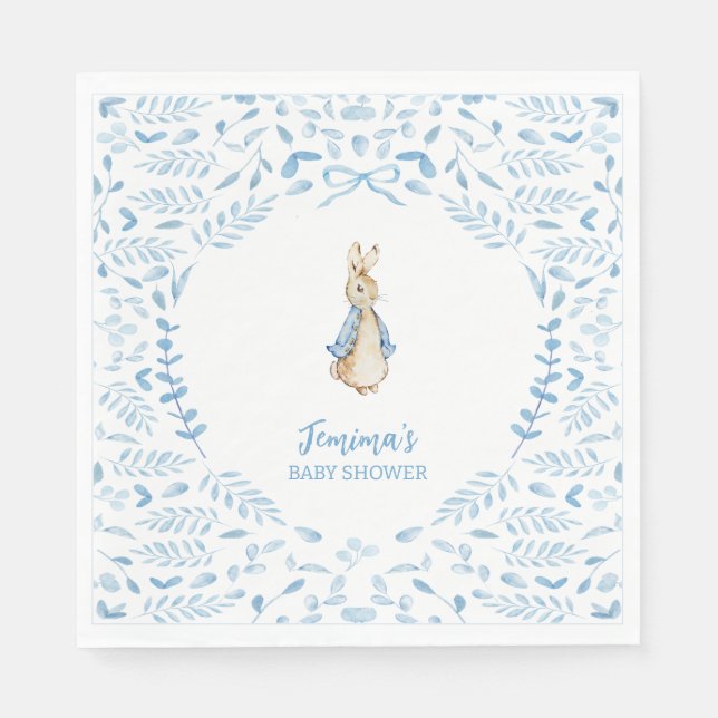 Blue White Peter, Rabbit Beatrix Baby Shower Pappersservett (Framsidan)