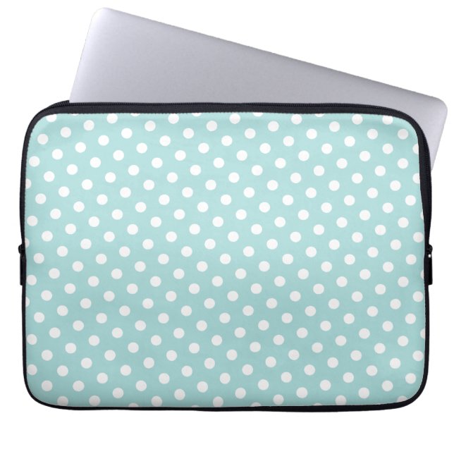 Blue & White Polka Dot Laptop sleeve (Framsidan)