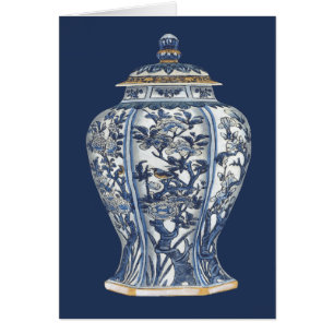 Blue & White Porcelain Vas efter Vision Studio Hälsningskort