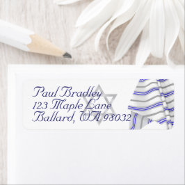 Blue, White Pub Mitzvah Prayer Tallit Shawl Jewish Returadress Etikett