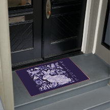 Blue & White Rabbit Bird Welcome Blommigt Dedham