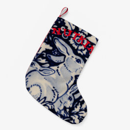 Blue & White Rabbit Bunny Pet Gift Baby Kids Julaf Liten Julstrumpa