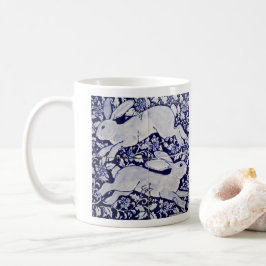 Blue & White Rabbit Hare Duo Woodland Löv Tile Kaffemugg