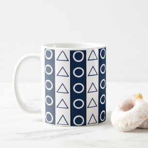 Blue White Rand Geometric Mönster Kaffemugg