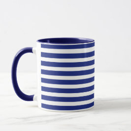 Blue White Rand Mönster Chinoiserie Coastal Mugg