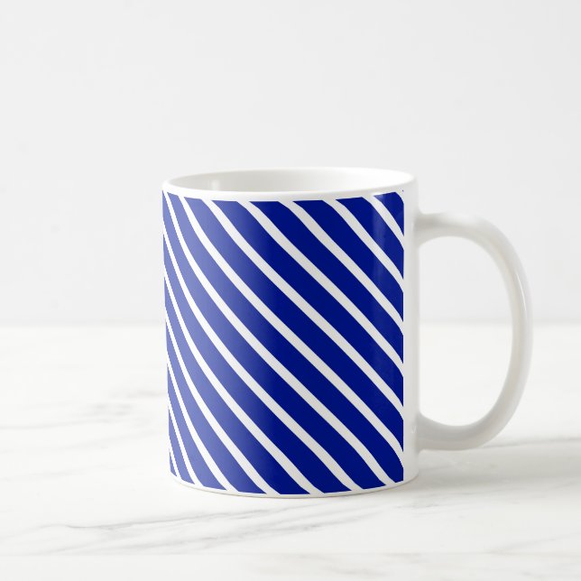 Blue White Rand oblique mönster Kaffemugg (Höger)