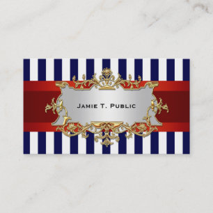 Blue White Rand, Red Ribbon, Guld-rametikett Visitkort