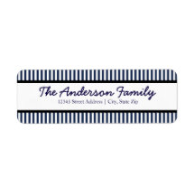 Blue & White Rand - Returadressetikett