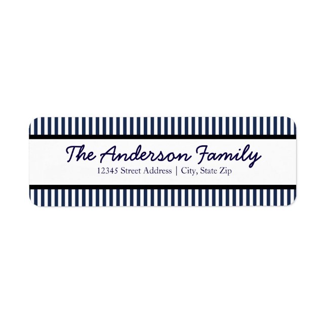 Blue & White Rand - Returadressetikett Returadress Etikett (Framsidan)