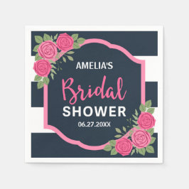 Blue White Rand Rosa ros Möhippa Pappersservett