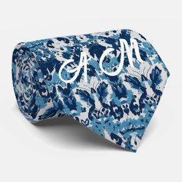 Blue White Retro Ikat Mönster 2 Monogram Initialer Slips