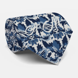 Blue White Retro Ikat Mönster Monogram Initialer Slips