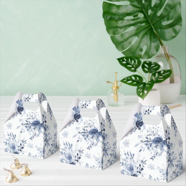 Blue White Romantic Floral Bridal Shower Wedding Presentaskar (Multipel)