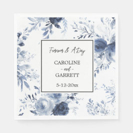 Blue White Romantic Floral Wedding Pappersservett