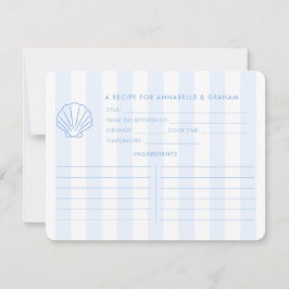 Blue White Shell Beachy Bridal Shower Recipe Card Inbjudningar