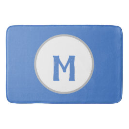 Blue White Silver Monogram Badrumsmatta