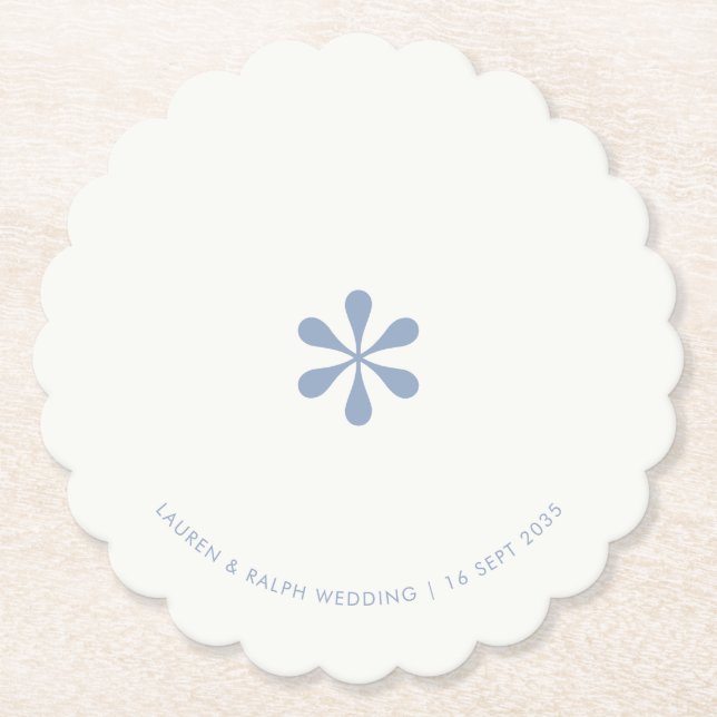 Blue & White Simple Chic Couple Paper Coaster Underlägg Papper (Framsida)