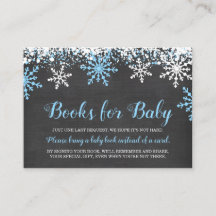 Blue White Snöflingor Boy Baby Shower Bok-begäran