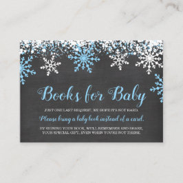 Blue White Snöflingor Boy Baby Shower Bok-begäran Tilläggskort
