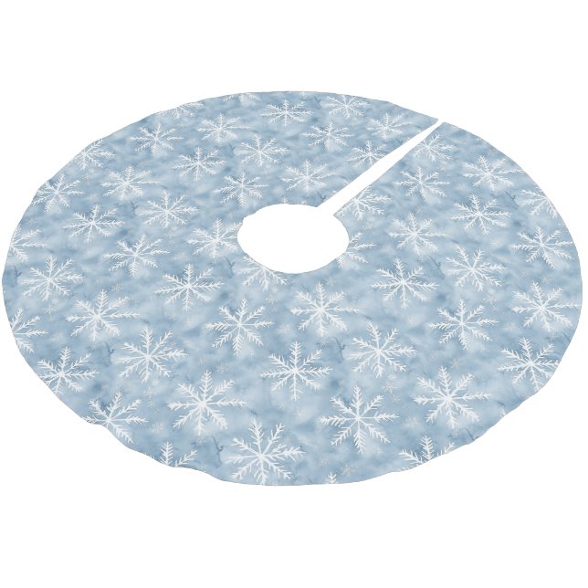 Blue White Snöflingor-jul Julgransmatta Borstad Polyester (Vinklad)