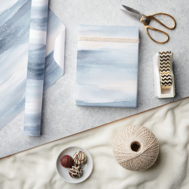 Blue White Snöflingor-jul Presentpapper (Hantverk)