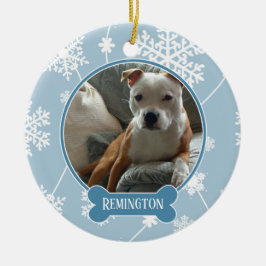 Blue White Snöflingor Photo jul Ornament