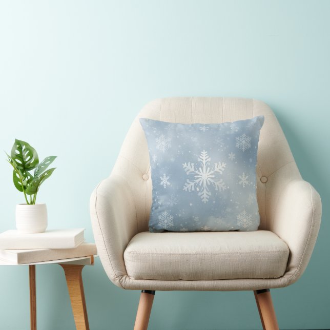 Blue & White Snowflake Pattern Kudde (Stol)
