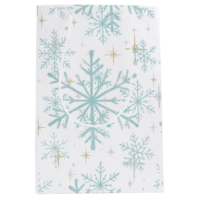 Blue & White Snowflake Sparkle Gift Bag – Frosty  (Framsidan)