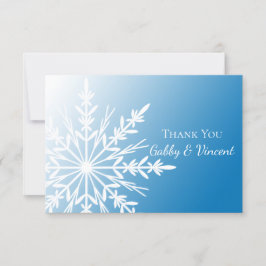 Blue White Snowflake Winter Wedding Tackkort Inbjudningar