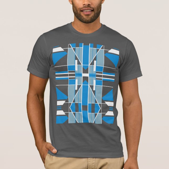 Blue White Southwest look Ornate Mosaic Abstrakt T Shirt (Framsida)