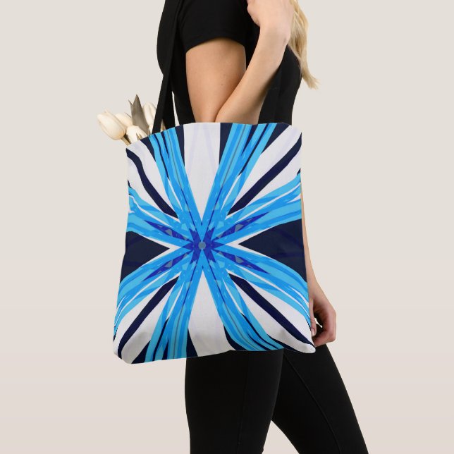 Blue White Starburst jul Star Snowflake Gift Tygkasse (Närbild)