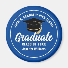 Blue White Student Anpassningsbar 2025 Studentfest Magnet