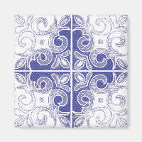 Blue White Swirl Inspired by Portugals Azulejos