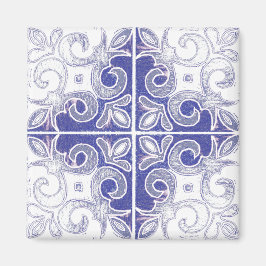 Blue White Swirl Inspired by Portugals Azulejos Magnet