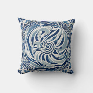 Blue White Swirl Mönster 02 Kudde