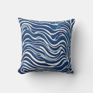 Blue White Swirl Mönster 06 Kudde