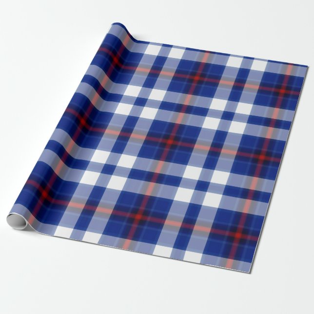 Blue White Tartan Play Presentpapper (Utrullad)
