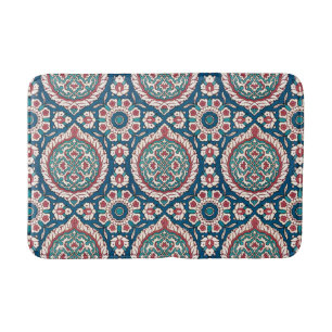 Blue White Teal Oriental Azulejo Mönster Badrumsmatta
