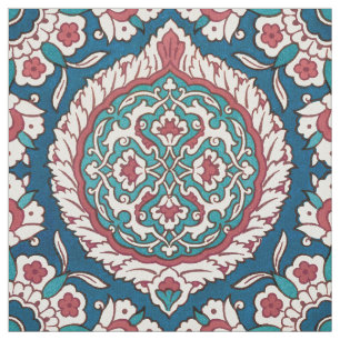 Blue White Teal Oriental Azulejo Mönster Tyg