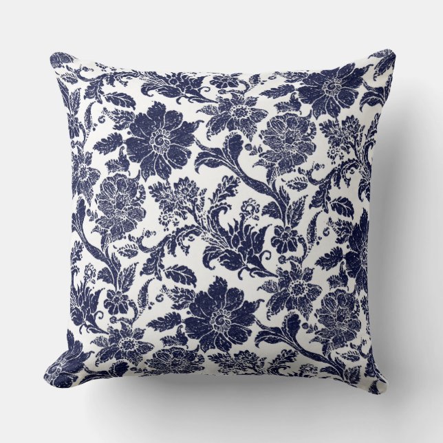 Blue White Throw Pillow Kudde (Framsida)