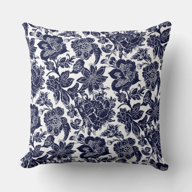 Blue White Throw Pillow Kudde (Framsida)