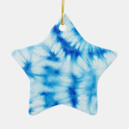 Blue White Tie Dye Julgransprydnad Keramik