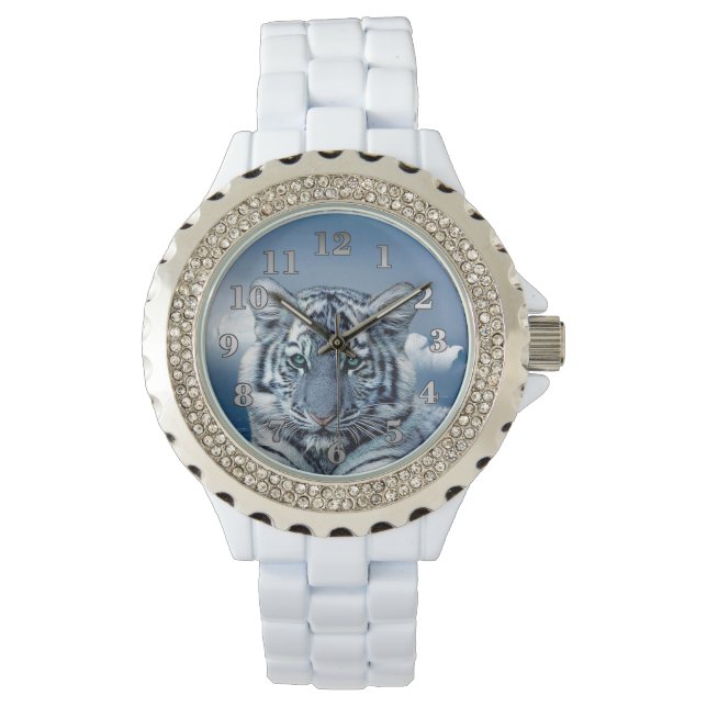 Blue White Tiger Armbandsur (Framsida)